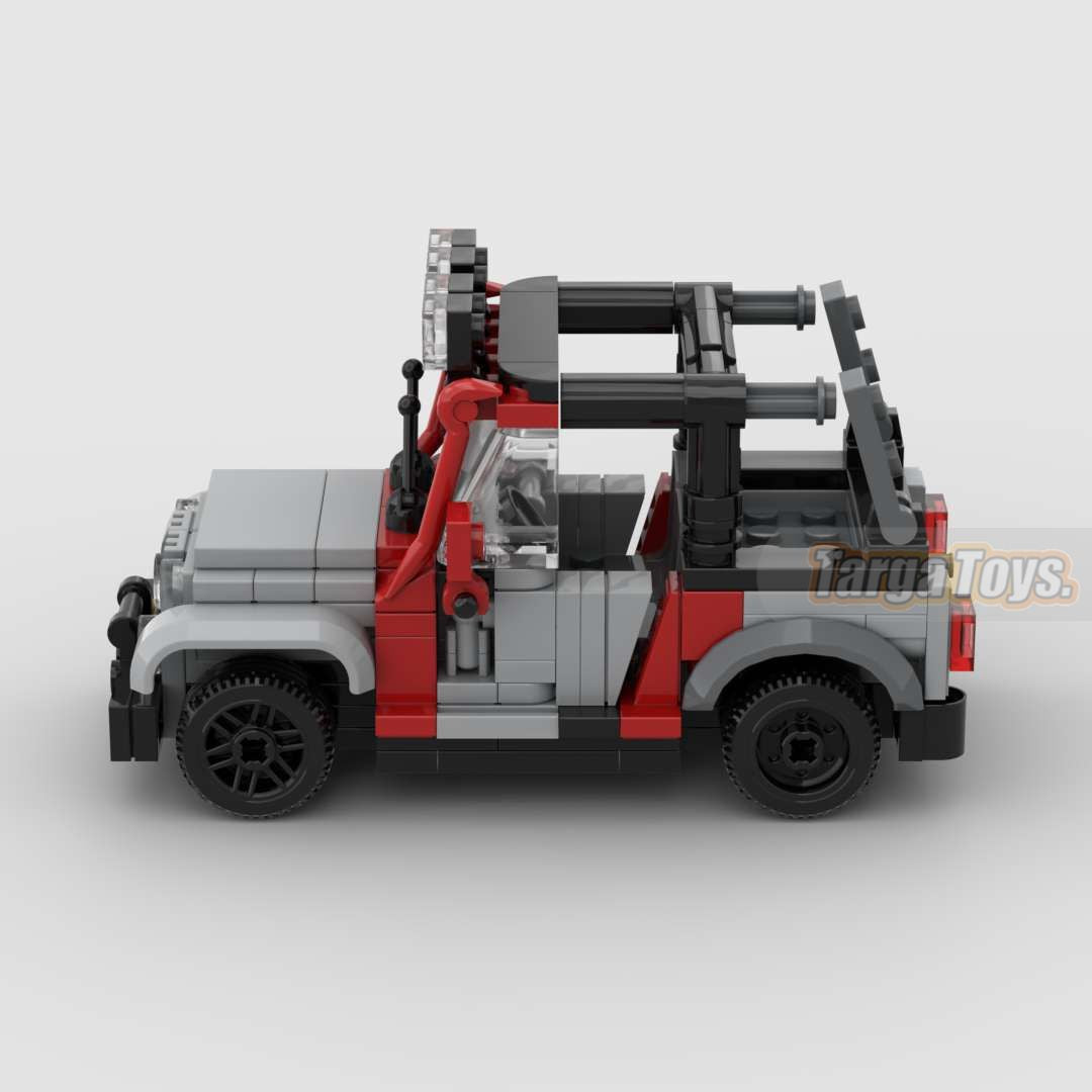 Jeep Wrangler Jurassic Park Edition made from lego building blocks