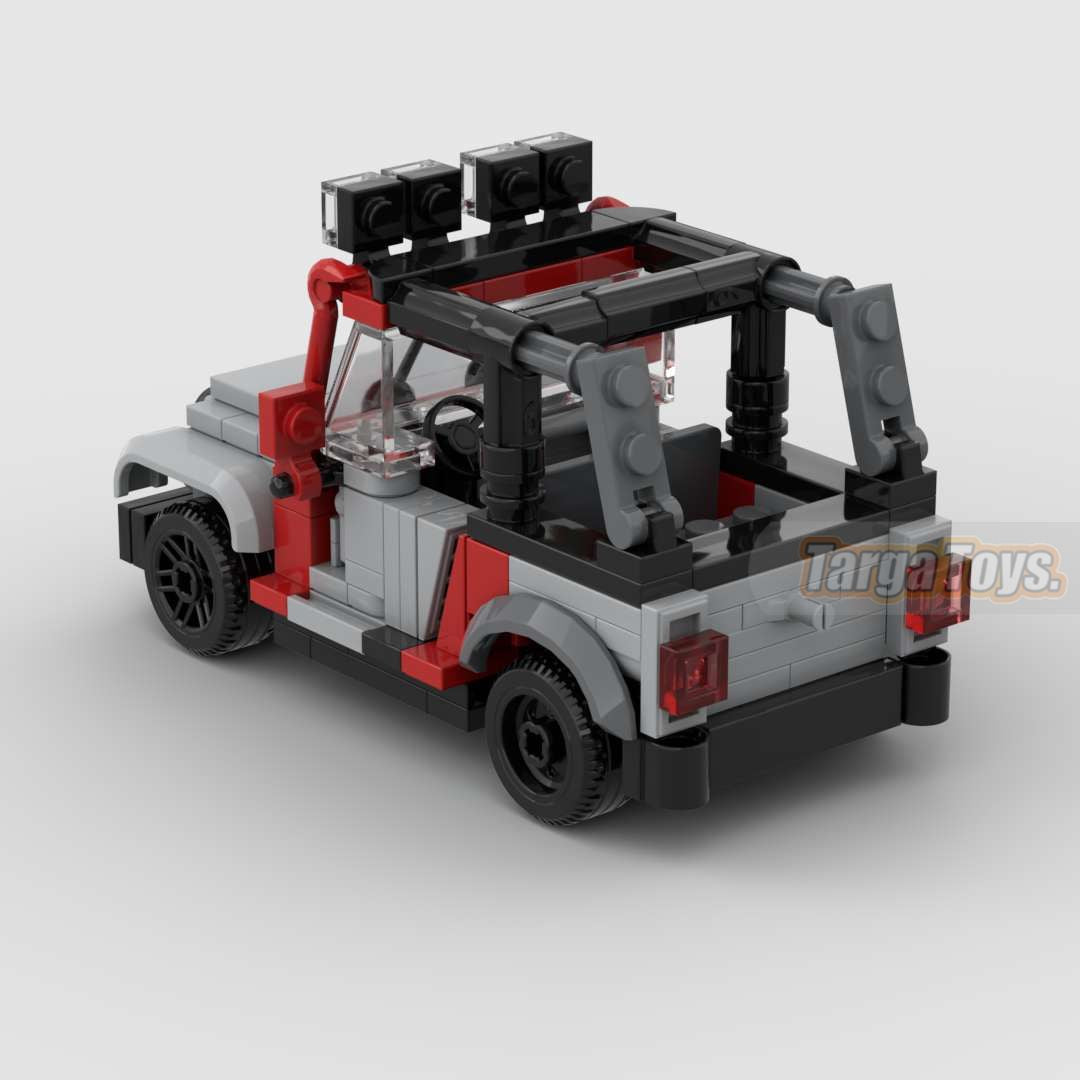 Jeep Wrangler Jurassic Park Edition made from lego building blocks