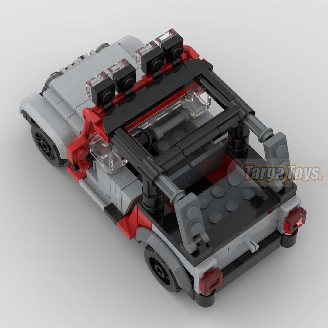 Jeep Wrangler Jurassic Park Edition made from lego building blocks