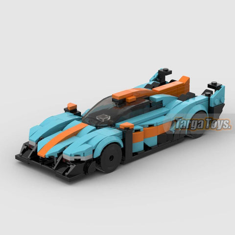 Le Mans 24 Racing car Gulf Edition made from lego building blocks