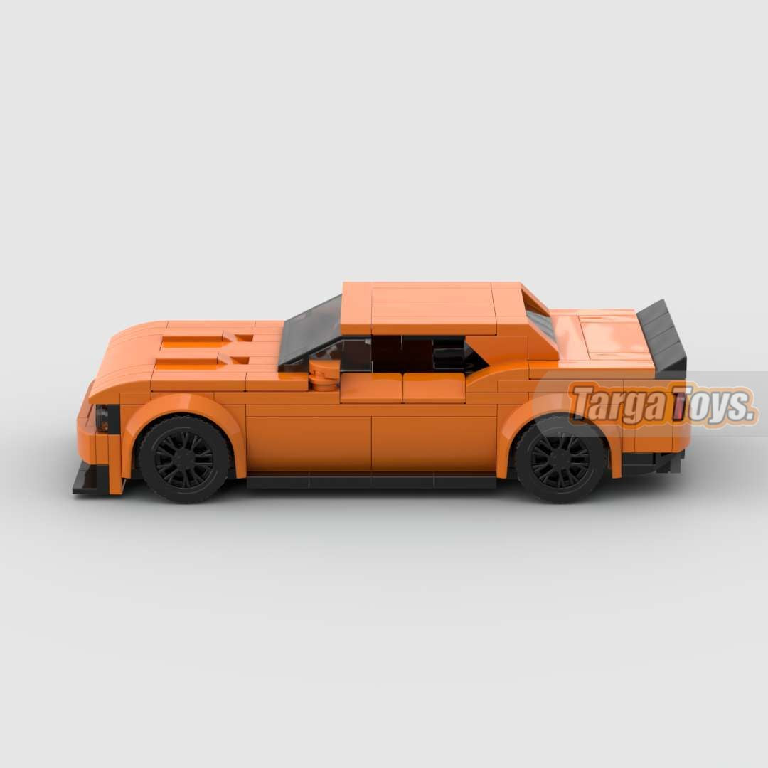 Dodge Challenger SRT Orange made from lego building blocks