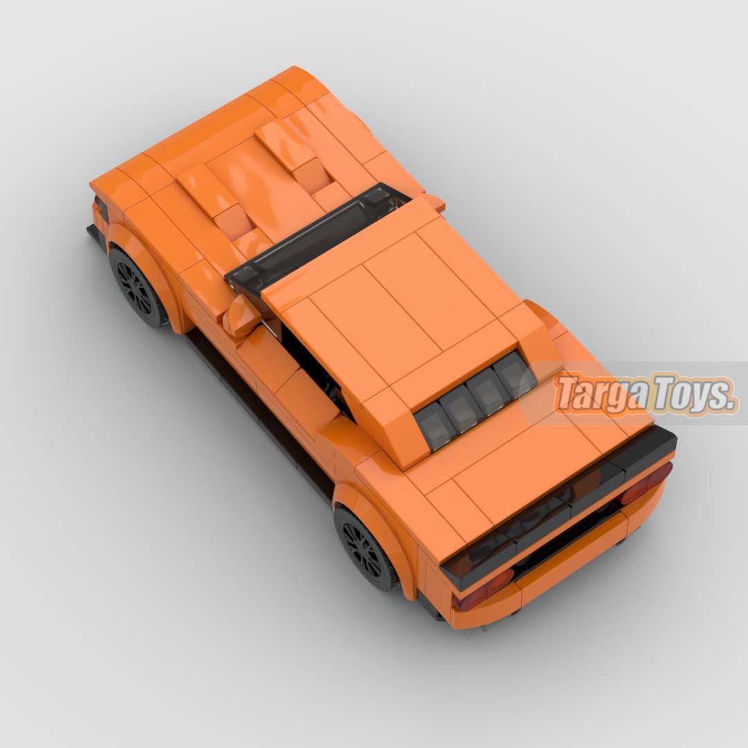 Dodge Challenger SRT Orange made from lego building blocks