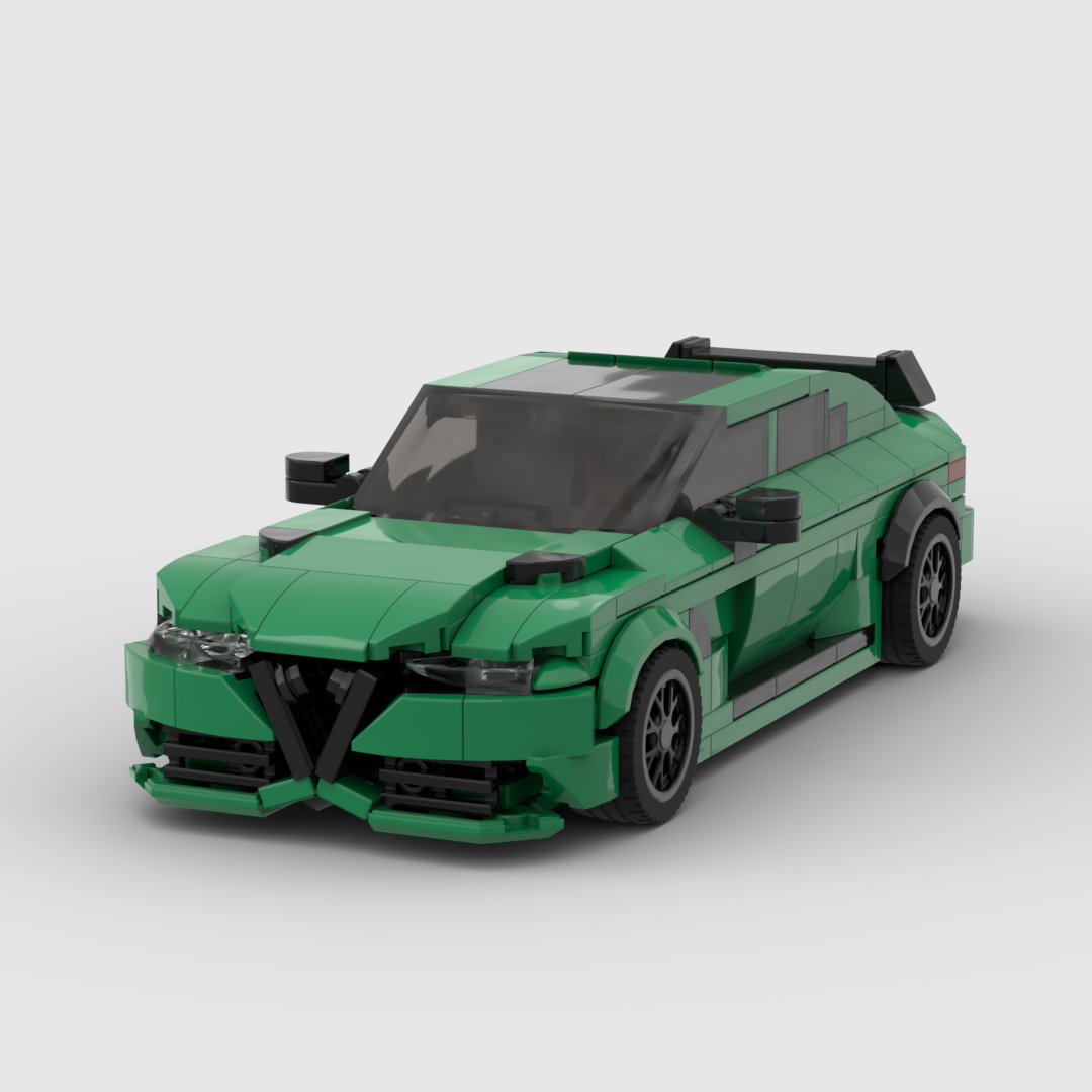 Alfa Romeo Giulia Quadrifoglio Verde made from lego building blocks