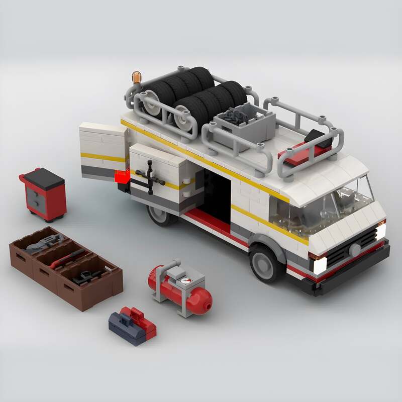 Audi Sport Quattro Transporter made from lego building blocks