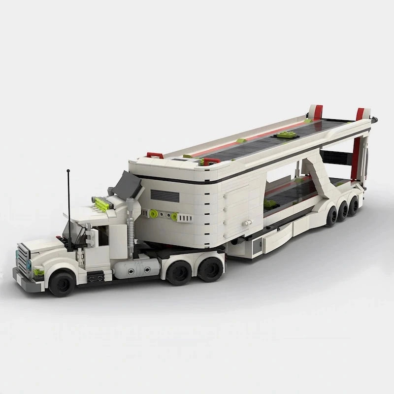 Image of Big Rig Car Transporter - Lego Building Blocks by Targa Toys