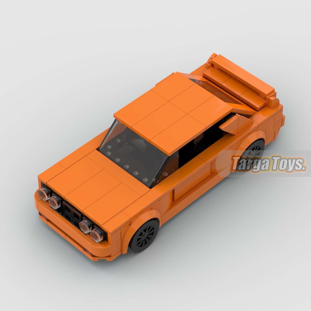 BMW M3 E30 Orange Frank Ocean made from lego building blocks