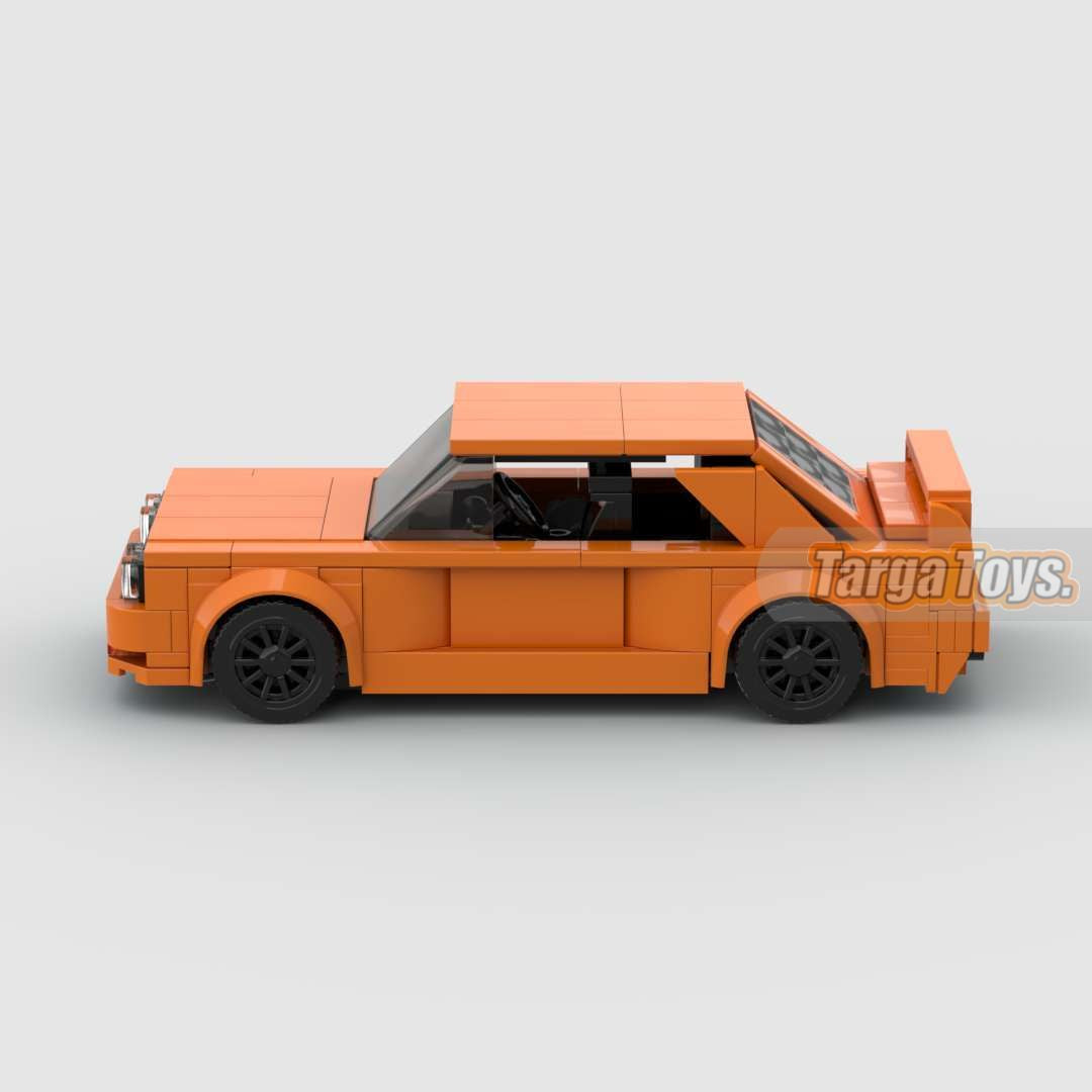 BMW M3 E30 Orange Frank Ocean made from lego building blocks