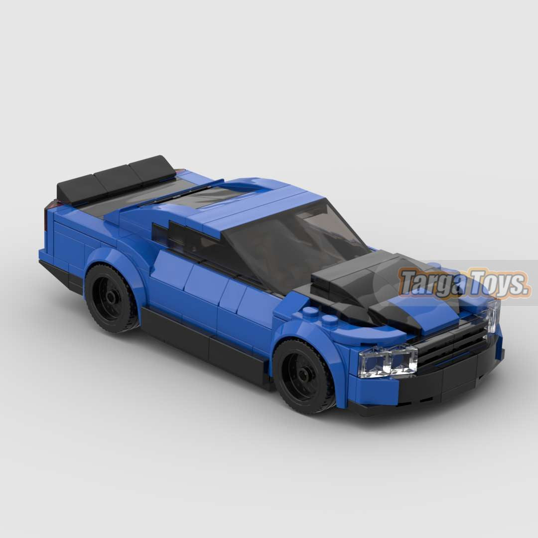 Chevrolet Camaro ZL1 Blue made from lego building blocks