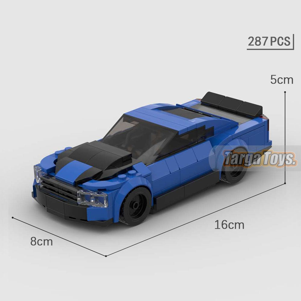 Chevrolet Camaro ZL1 Blue made from lego building blocks