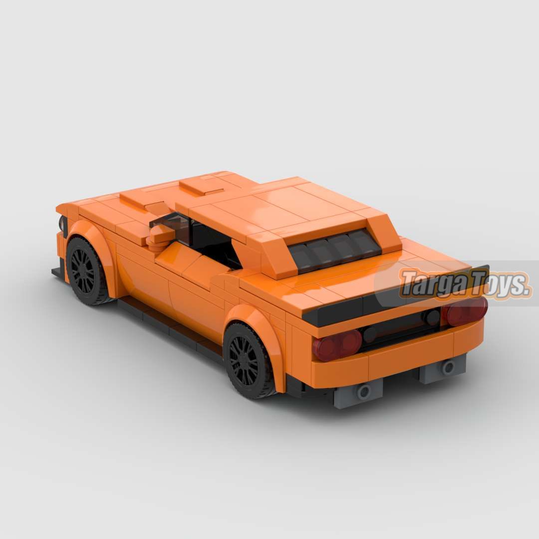 Dodge Challenger SRT Orange made from lego building blocks