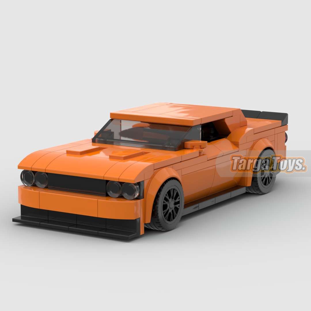 Image of Dodge Challenger SRT Orange - Lego Building Blocks by Targa Toys