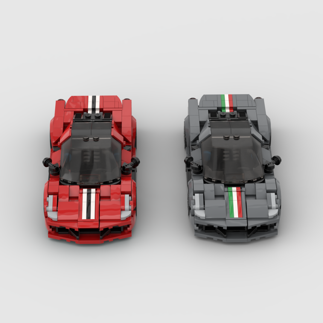 Ferrari F488 Pista made from lego building blocks