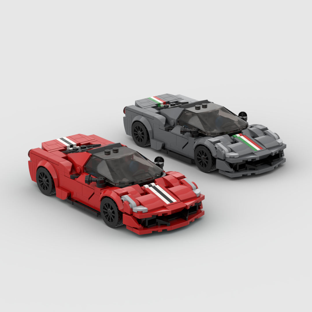 Ferrari F488 Pista made from lego building blocks