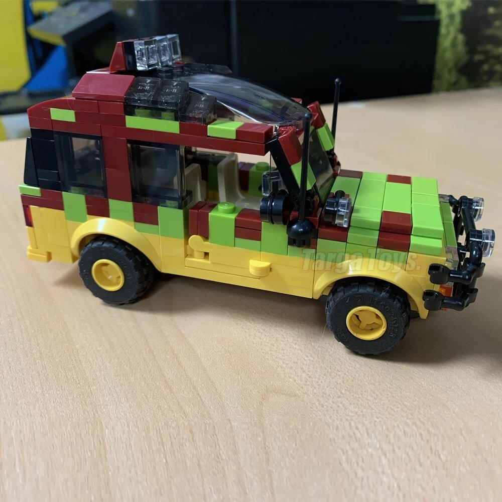 Ford Explorer Jurassic Park Tour made from lego building blocks