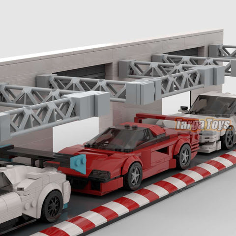 Racing Pit Lane Display made from lego building blocks
