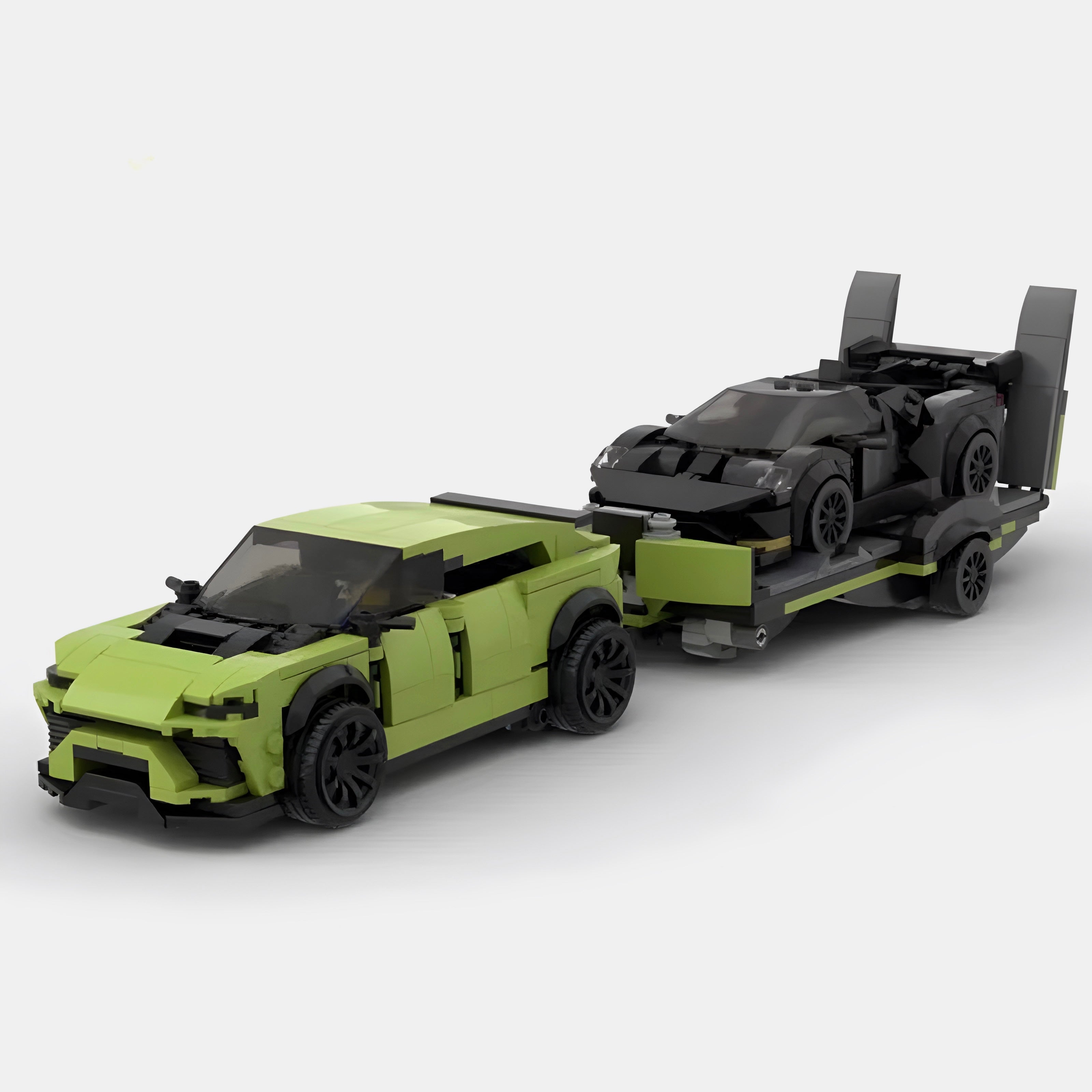 Image of Lamborghini Urus & Trailer - Lego Building Blocks by Targa Toys