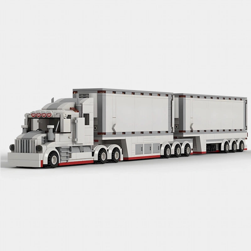 Image of Peterbilt Refrigerated B Double Truck - Lego Building Blocks by Targa Toys