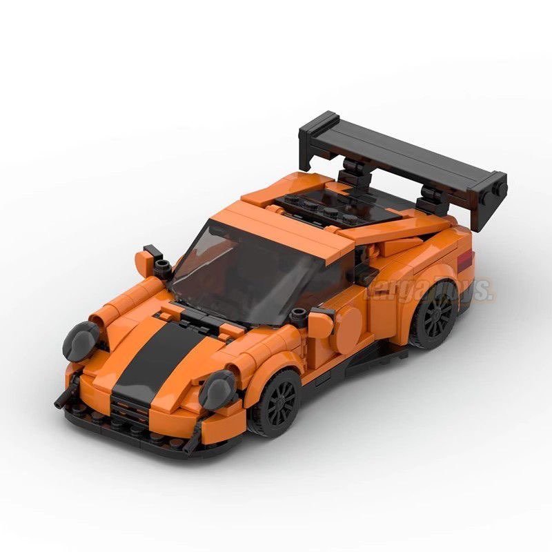 Porsche 911 GT2rs Orange made from lego building blocks