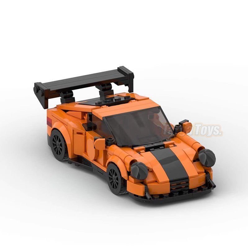 Porsche 911 GT2rs Orange made from lego building blocks