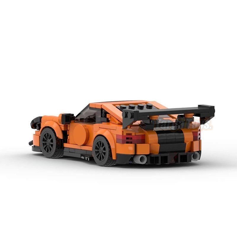 Porsche 911 GT2rs Orange made from lego building blocks