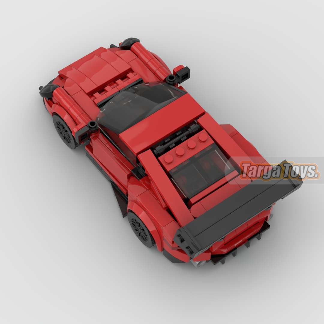 Porsche GT3 RS Red Edition made from lego building blocks