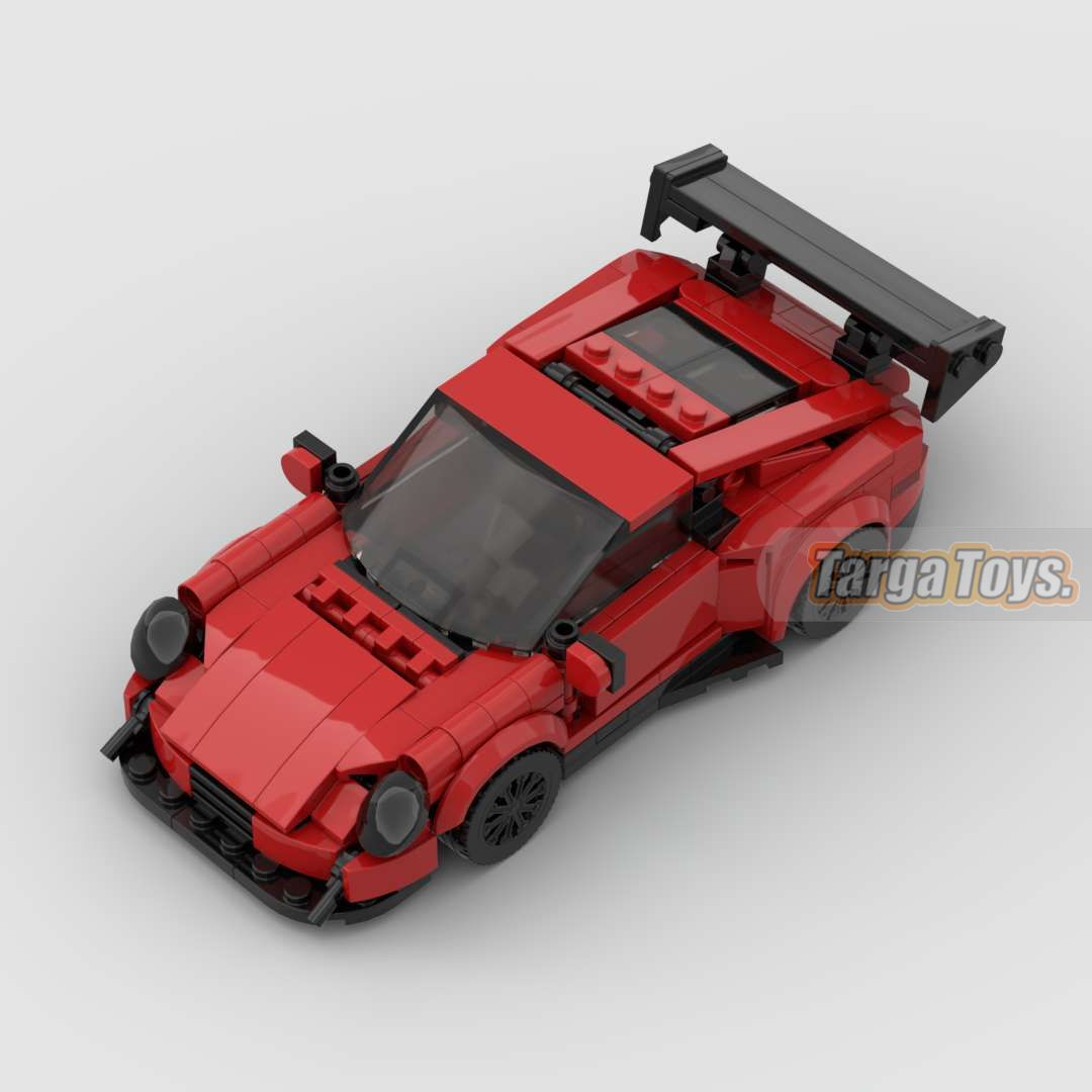 Porsche GT3 RS Red Edition made from lego building blocks