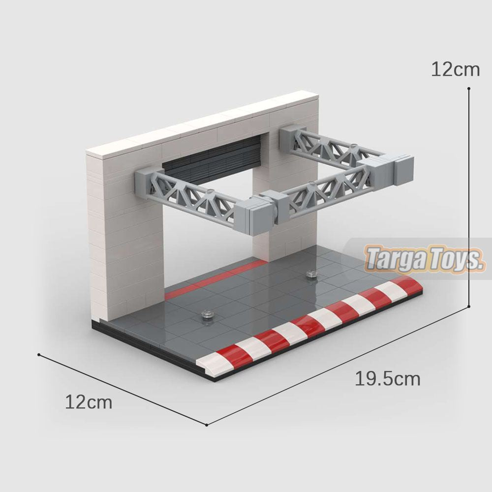 Racing Pit Lane Display made from lego building blocks