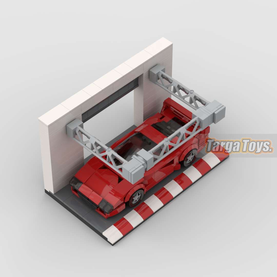 Racing Pit Lane Display made from lego building blocks