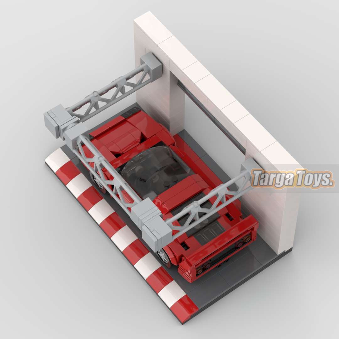 Racing Pit Lane Display made from lego building blocks